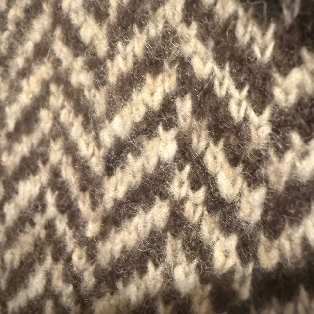 Lauren Ralph Lauren Wool Cashmere Herringbone Shawl Cardigan Brown M - Picture 8 of 8